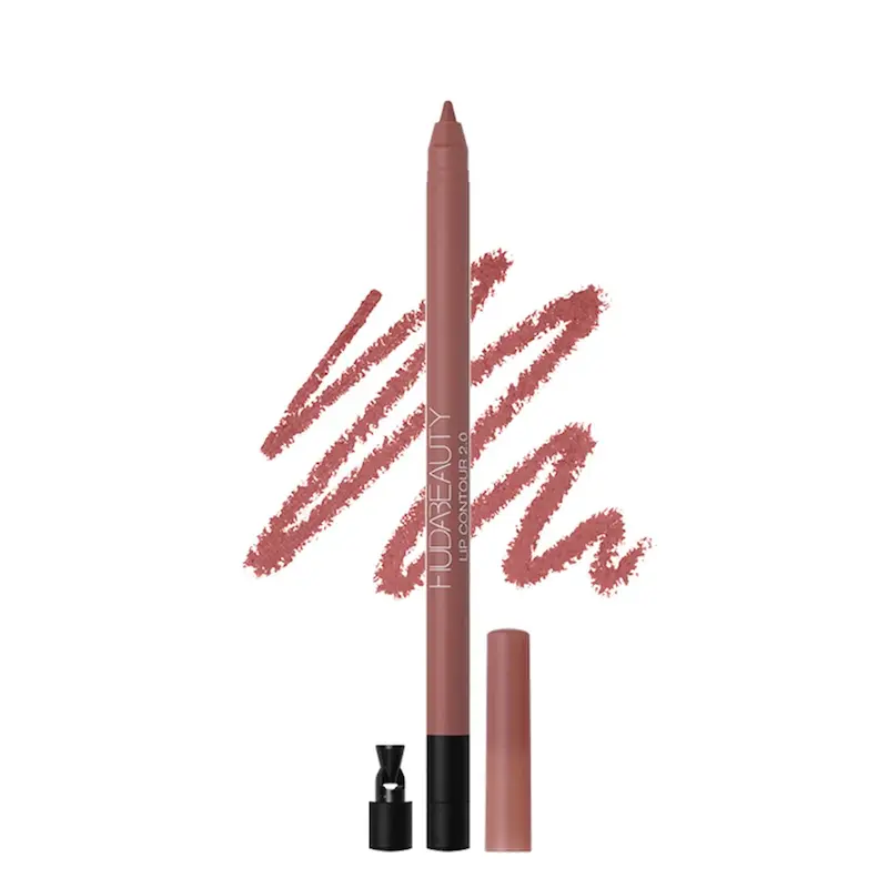 خط لب هدی بیوتی مینی رنگ وارم براون اصل، نرم و مات  Huda Beauty Mini Lip Liner Warm Brown